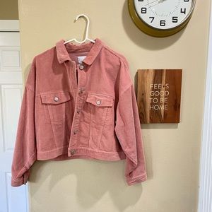 Cute, pink, corduroy jacket. Size large.